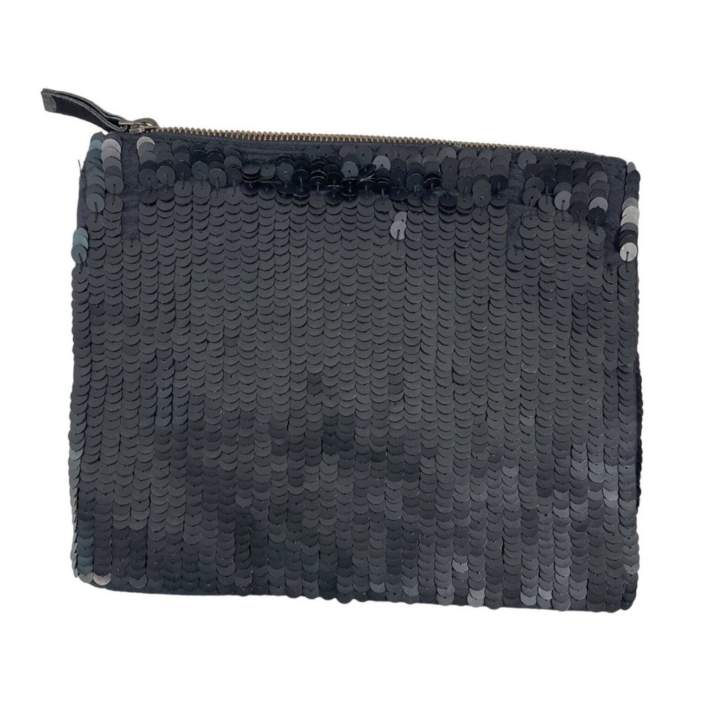 Anthropologie Jasper & Jeera Black Beaded Sequin Clutch Black Gold - Picture 2 of 5